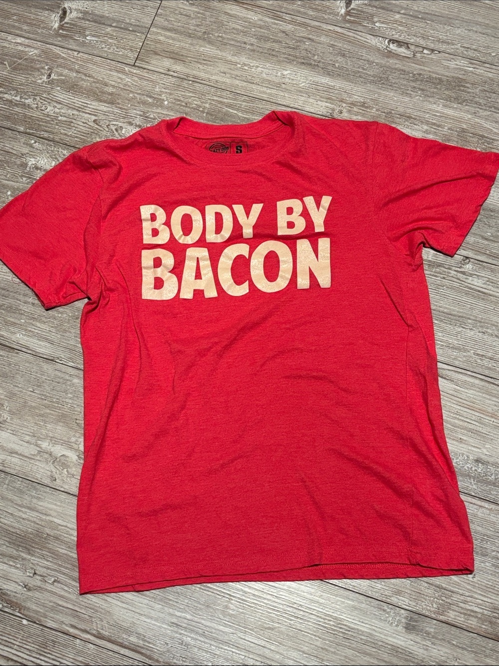 Crazy Dog T-Shirts Red "Body By Bacon" Graphic Tee
